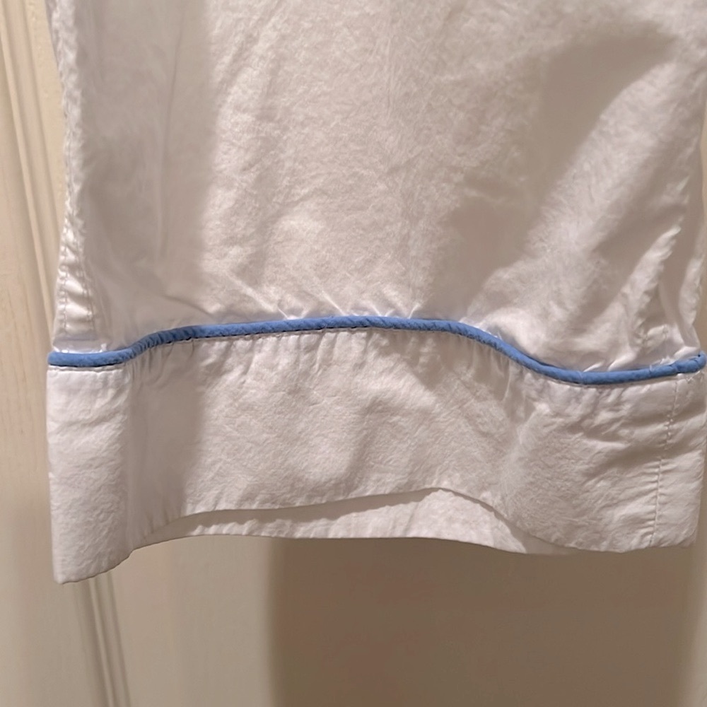 J. Crew Pajama Pant White with blue trim size medium - Picture 2 of 5